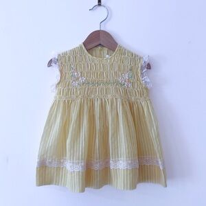 VINTAGE Hand Smocked Cotton Voile Light Weight Summer Heirloom Dress